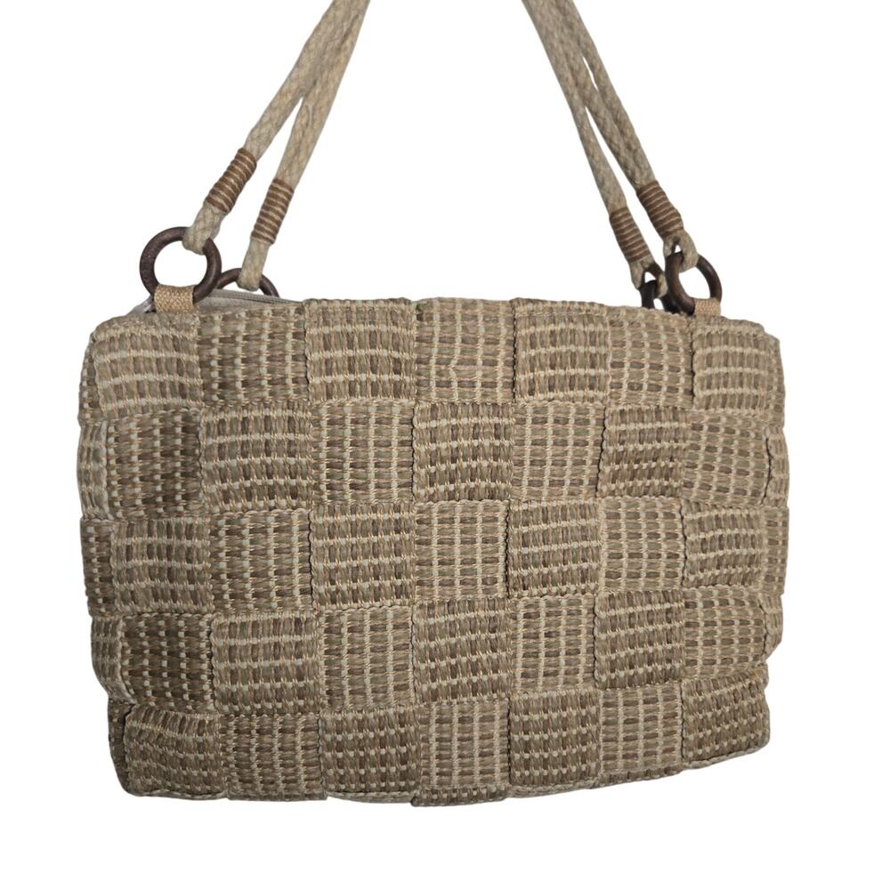 Vtg Straw 70s Made in Italy Bag Purse Neutral Woven Weave Vacation Boho‎ Island